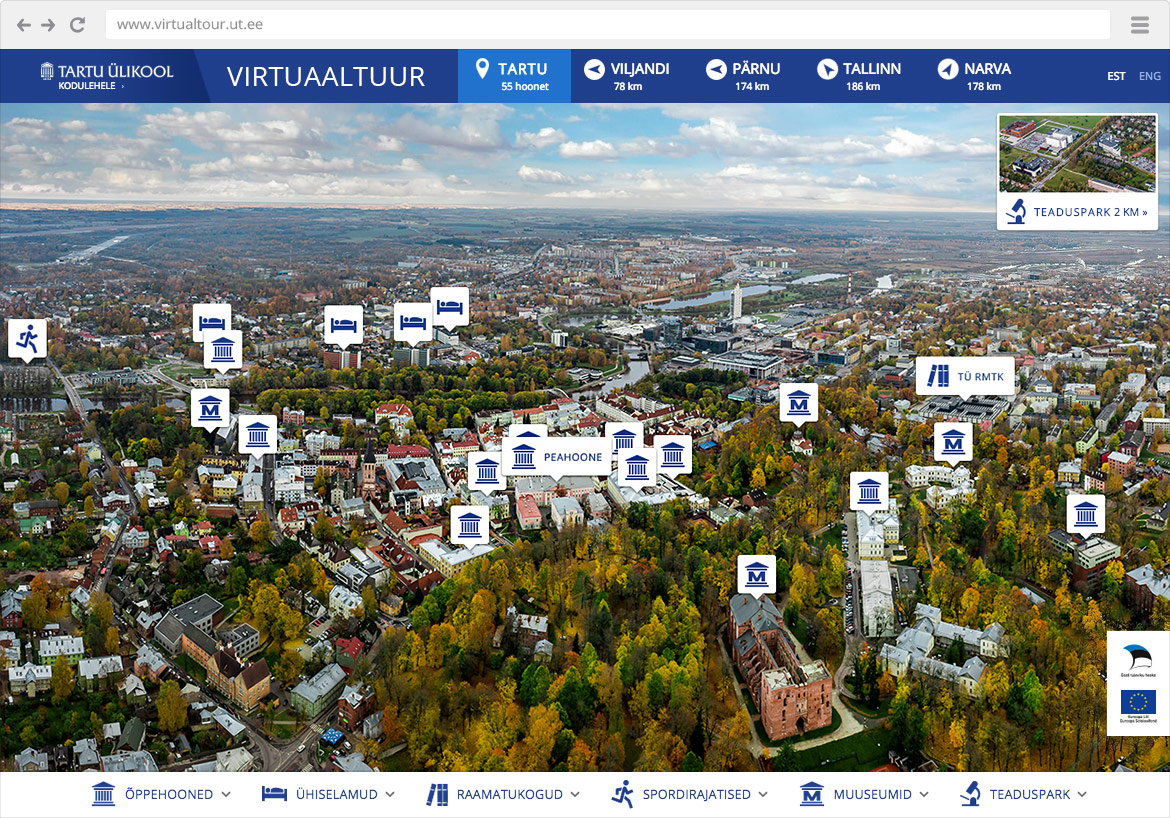 Tartu ülikooli virtuaaltuuri avaleht