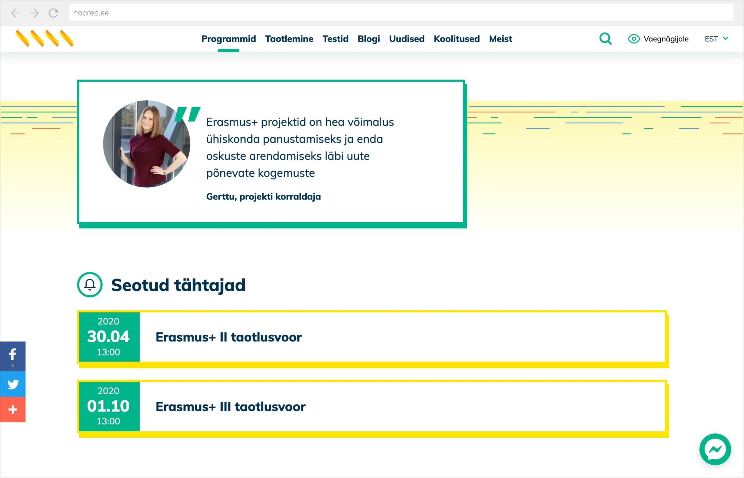 Programmiga seotud sisu programmi lehel