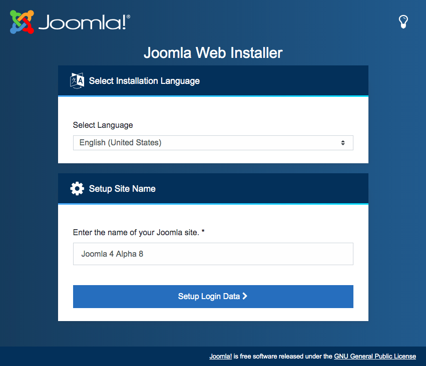 Joomla installi protsess