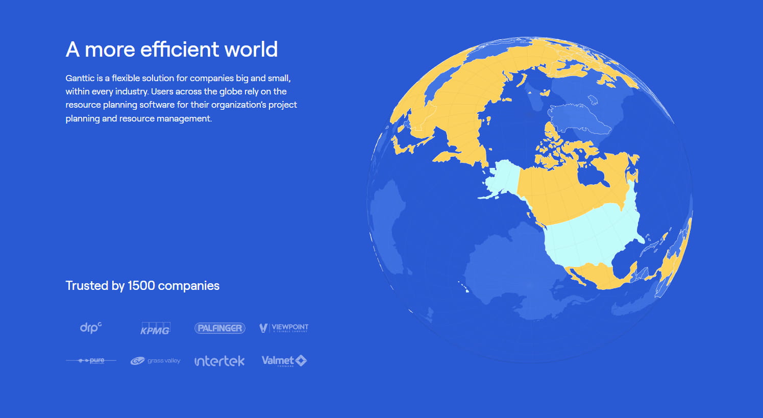 "A more efficient world" block in the visitor view