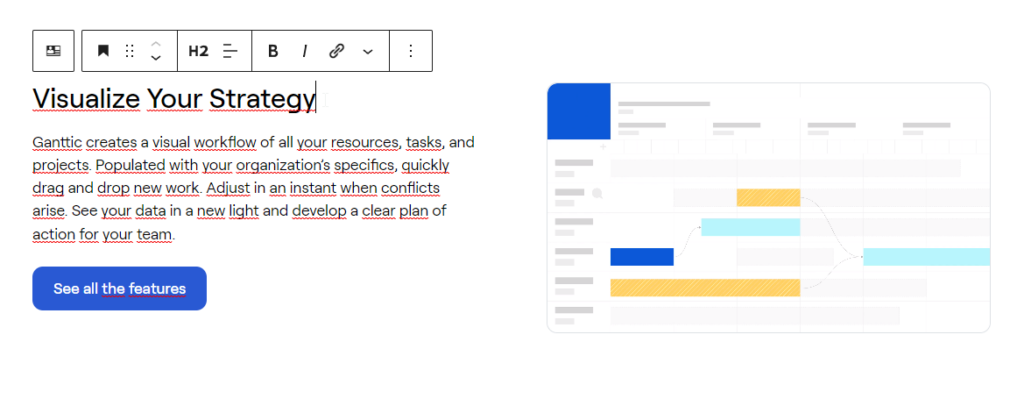 Feature block management view on new page